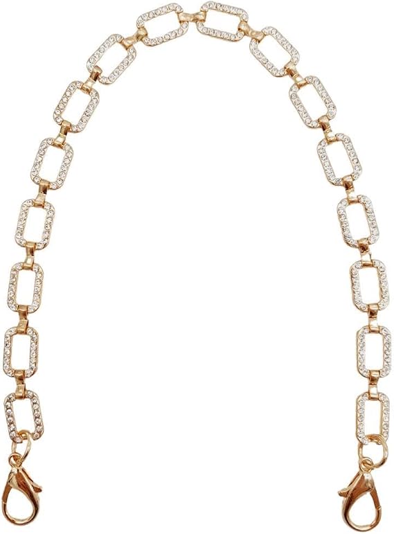 Çanta Aksesuar 35 cm Light Gold Renk Taşlı Kancalı Çanta Zinciri