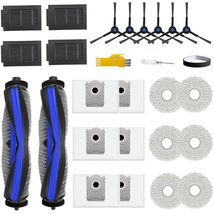 T50 Max Pro Omni Replacement Parts for ECOVACS DEEBOT T50 Max Pro Omni  T50 Max Pro Omni Gen2 Robot Vacuum Cleaner 2 Main Brushes, 4 Filters, 6 Side Brushes, 6 Mop Cloths, 6 Bags