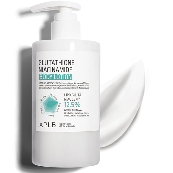 APLB Glutathione Niacinamide Body Lotion | LIPO GLUTA NIAC CENTM 12.5% 10.14 FL.OZ/Korean Skincare, Long lasting hydration, Revitalize for gentle and improve skin texture