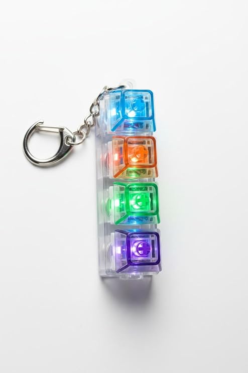 Busstier Işıklı Klavye Stres Giderici Anahtarlık, Mekanik Tuşlu Click Sesli RGB LED Işıklı Mini Klavye Anahtarlığı, Şeffaf Tasarım Taşınabilir Gamer Aksesuarı