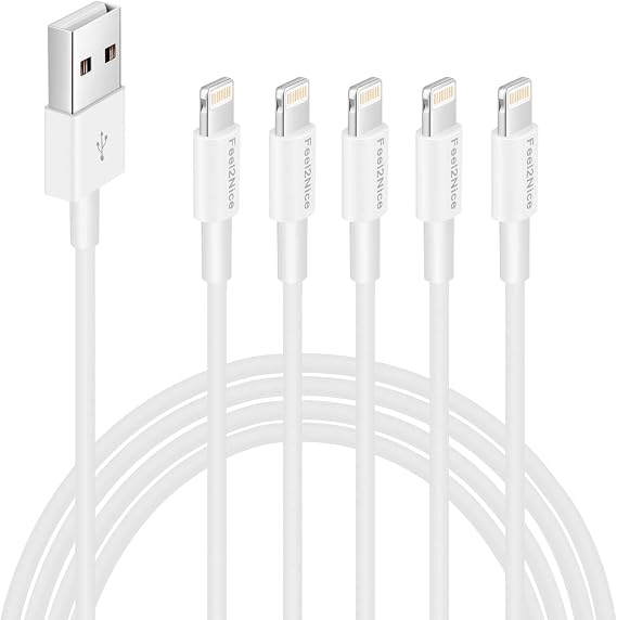 Apple iPhone Charger - 5Pack 3FT Lightning Cable Syncing & Charging, Compatible with iPhone Xs, Xs MAX, XR, X, 8/Plus, 7/6/5/Plus More