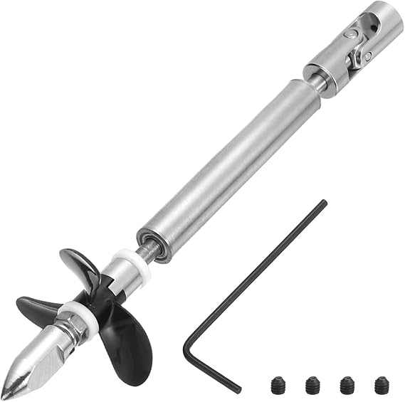sourcing map Drive Shaft W Propeller and Universal Joint for RC Boat Coupler Assemble Kit, L100mm Shaft, L25mm Sleeve, D36mm Three Propeller, Fit for 2 mm Motor Shaft