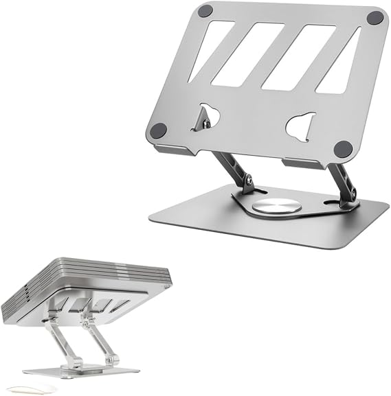 Laptop Stand, Foldable, Ergonomic Design, Stepless Adjustment, Improves Posture, Mobile Monitor, Stand, Compatible with Macbook, iPad, Tablet Stand, Space Saving, Anti-Slip, Home Work Carbon Steel