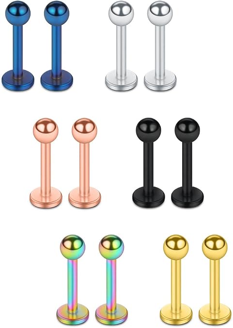 SCERRING 16g Stainless Steel Labret Monroe Lip Tragus Helix Earring Ring 6-12mm