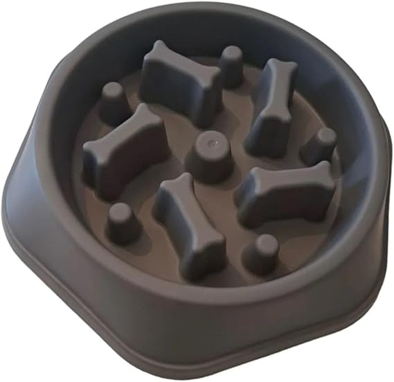 Busstier Dog Food Container Slow Feeder, Anti-Drowning Anti-Obesity Food Dispenser (Grey)