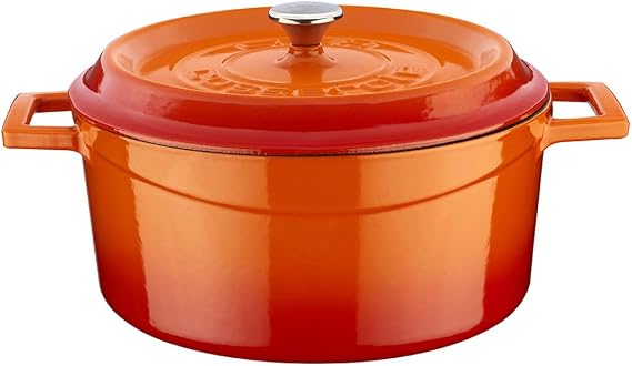 Lava Cast Round Pot, Trendy, 24 cm, Orange