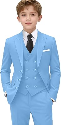 Boys Double Breasted Suit for Kids Tuxedo Boy Formal Suits 5 Pieces Wedding Guest Outfit Prom Dress Clothes