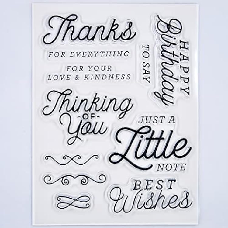 Kwan Crafts Words Thanks for Everything Happy Birthday Thinking of You Clear Stamps for Card Making Decoration and DIY Scrapbooking 3050616