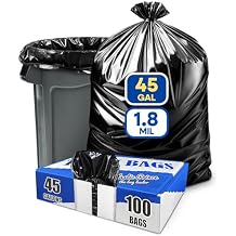 40-45 Gallon Trash Bags Heavy Duty 3 Mil Black Trash Bags Fit Rubbermaid Brute Rollout Round and Square 32-44 gal Trash Cans 40" x 46" Outdoor Garbage Bags, Black Pack of 100
