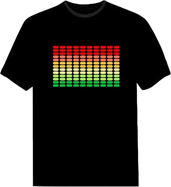LED T-Shirt Sound Activated Equalizer Flashing Black Shirt for Kids Mens Party Cosplay