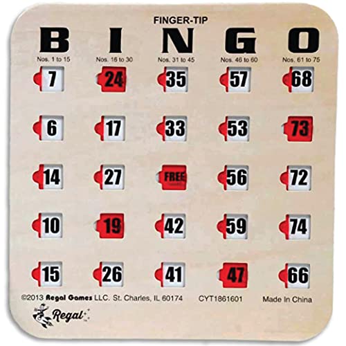 Regal Bingo Bulk Bingo Cards with Sliding Windows - Reusable Large Print Bingo Game Cards for Adults Large Group - 100 Pack, Woodgrain