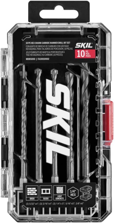 SKIL 10 Pc Hex Shank Carbide Hammer Drill Bit Set-MDB5000