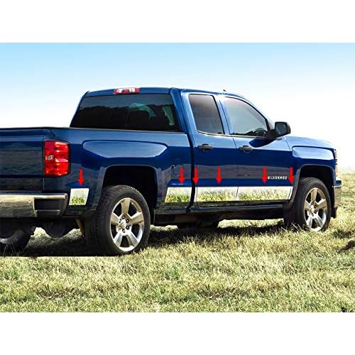 Made in USA! Compatible with 2014-2018 Chevy Silverado Double Cab 6.8 Bed Rocker Panel Trim 8 Wide 12PC