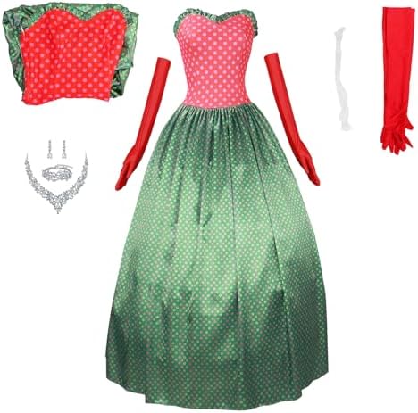May Whovier Costume Cosplay Adult Women Red Green Dress Skirt Uniform Outfit Christmas