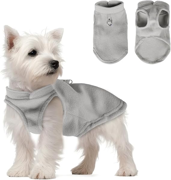 FEimaX Dog Winter Coat Pet Warm Padded Jacket for Cold Weather Pet Soft Fleece Vest Clothes with Leash Ring Outdoor Apparel for Small Medium Dogs Cats