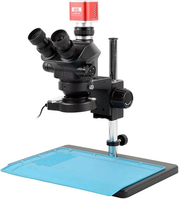 ZTBH Microscope Accessories Kit 3.5-90X Simul-Focal Zoom Trinocular Stereo Microscope + 4K 1080P 8MP HDMI USB Industrial Microscope Measuring Camera Microscope Slides (Color : A)