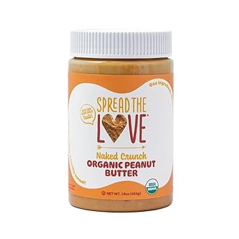 Spread The Love NAKED CRUNCH Organic Peanut Butter (Organic, All Natural, Vegan, Gluten-free, Creamy, Dry-Roasted, No added salt, No added sugar, No palm oil) (1-Pack)