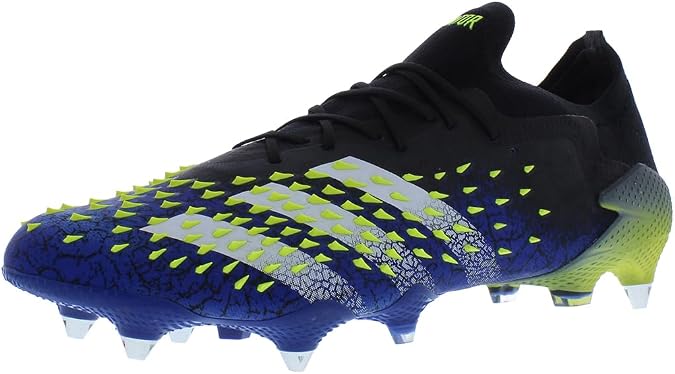 adidas Predator Freak + Soft Ground Mens Shoes, Core Black/Footwear White/Solar Yellow-multi-colored, 11.5