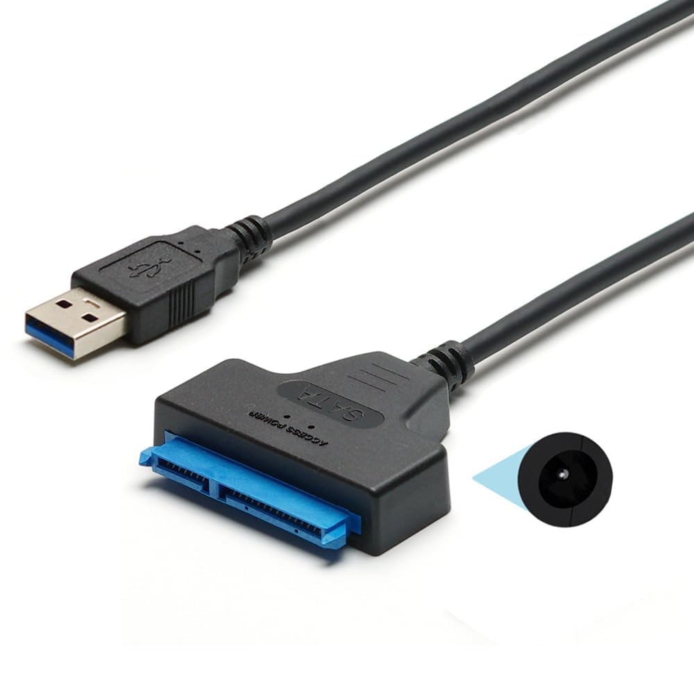 SATA to USB Cable, Black, Data Transfer Adapter for Hard Drive Connection