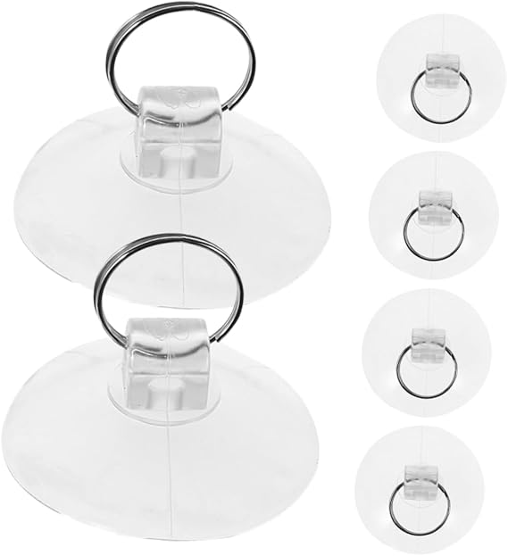 6 Pack Suction Cups Key Ring Hooks Strong Adhesive for Key Decor No Wall Mounts for Glass Tile Home/Office Use