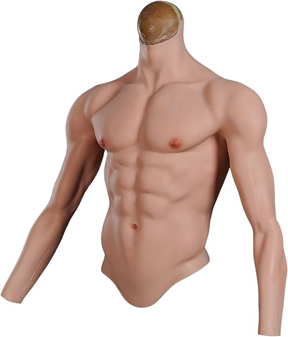 Silicone Muscle Suit with Arms Realistic Male Chest Shaper Simulation Skin Enhancer for Cosplay Makeup Halloween Props
