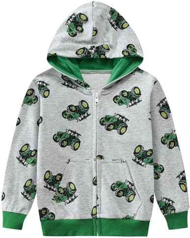 DDSOL Boy Zip-up Jacket Toddler Zipper Hoodie Hooded Sweatshirt Light Winter Fall Outwear 2t-7t