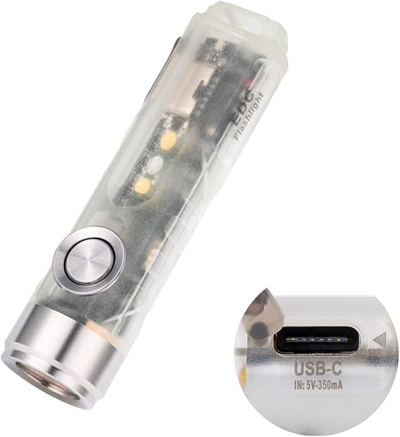 RovyVon Aurora A5 4th Rechargeable Keychain Flahslight Small EDC Flashlight | 650 Lumen Glow in the Dark Mini Flashlight with Warm White Sidelight, Magnetic Pocket Clip and Tail Base, for Home, Outdoors