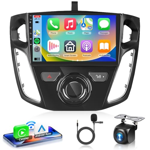 Car Stereo for Ford Focus 2012-2018 [2G64G] with Wireless Carplay Android Auto,9 Inch Touch Screen Android 13 Car Radio GPS, WiFi, SWC, Backup Camera