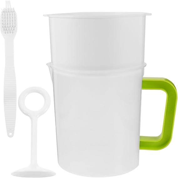 PRETYZOOM Soy Milk Filter Cup Set Fine Mesh Food Strainer with Cleaning Brush Reusable Juice Filter for Tea Yogurt Nut Milk Home Kitchen Straining
