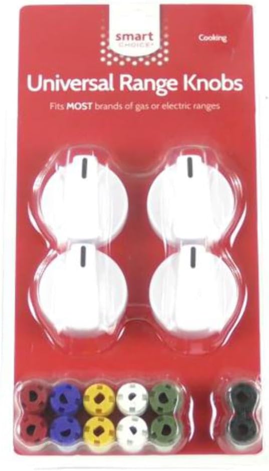 Smart Choice Universal Range Replacement Knob Kit with Fit Adapters, Fits Most Gas or Electric Ranges, White