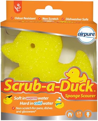 Scrub-a-Duck Sponge Scourer | Odour Resistant | Non Scratch | Dishwasher Safe | Cleaning Product for Kitchen & Bathroom