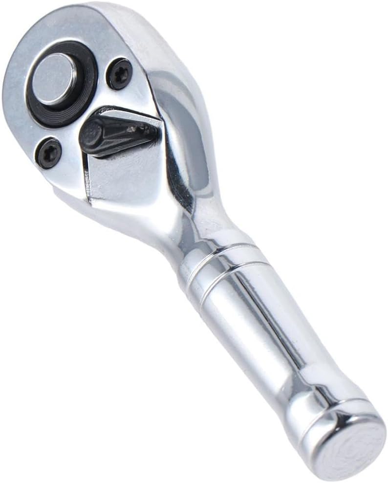1/4 Inch Drive Stubby Ratchet Mini Quick Release Square Head Wrench Two-Way Ratchet Socket Wrench 72 Teeth