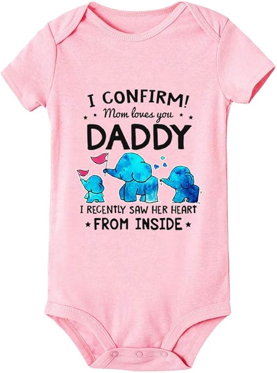 I Confirm Mom Loves You Daddy Onesie Cute Baby Bodysuit Rompers Short/Long Sleeve Jumpsuit