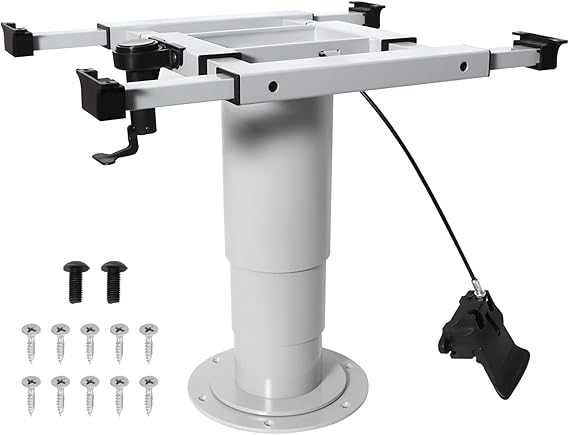 Adjustable RV Table Pedestal Stand Leg with Gas Lift, Pneumatic Table Leg Base Mount Can Be Adjusted up and Down, Front and Back, Left and Right, Table Bogie for RV Marine Boat Marine Yacht