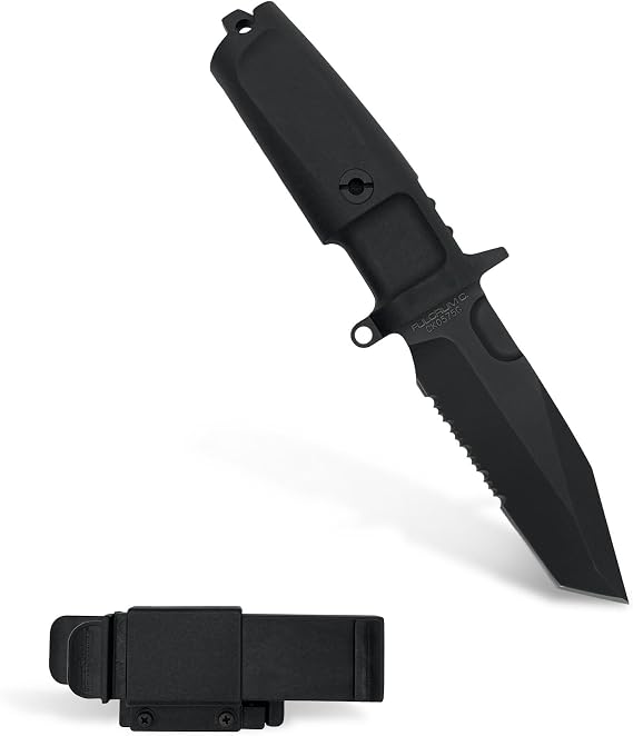 Extrema Ratio - Fulcrum C (Black) Fixed Blade Knife, Bohler N690 Steel Blade, Black Burnished Finish, 58 HRC Hardness, Compact, Ergonomic Forprene Handle, Handcrafted in Italy, Reliable