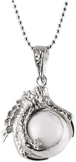 Tebapi Natural Gemstone Bead Dragon Claw Wrapped Round Ball Pendant Necklace Silver Plated Alloy Spooky Claw Pendant Healing Chakra Women Men Yoga Gothic Retro Jewelry Lapis Lazuli Crystal Quartz