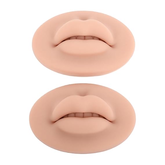 Fake Lips, 2PCS 3D Silicone Lips Model for Makeup Practice