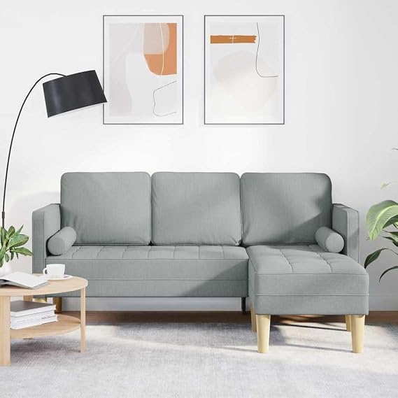 68.11" L-Shape Sectional Sofa, Light Grey, Polyester, Tool-Free Connect, Small Couch