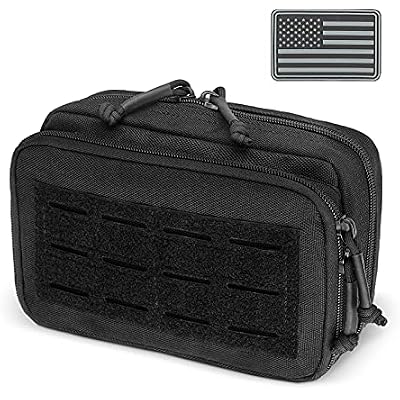 WYNEX Tactical Molle Gear Pouch, Molle Admin Pouches EDC Tool Bag with Map Sleeve Molle Attachment Compact Utility Bag Flag Patch Included