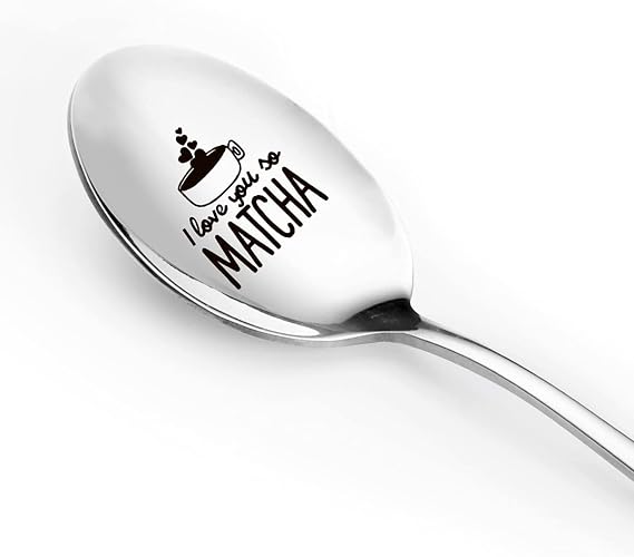 I Love You So Matcha Spoon Engraved Stainless Steel Funny Tea Spoon for Matcha Lover, Girlfriend,Wife,Husband,Boyfriend - Perfect Birthday,Valentine,Christmas Gifts