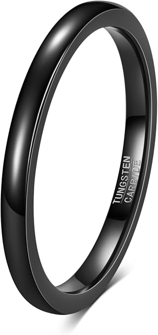 VQYSKO Tungsten Carbide Wedding Cigar Domed Band Ring Men Women 5-14