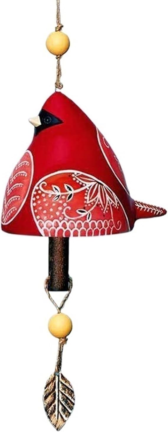 Bird Song Bell Wind Chime, Fashion Happy Bird Chimes Bird Song Hanging Bell Bird Song Bell Courtyard Decoration Bird Song Bell Garden Decoration(Red)