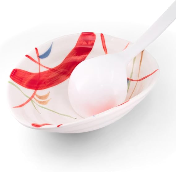 Ceramic Spoon Rest for Stove Top, Aesthetic Spoon Holder for Kitchen Countertop, Bowls for Dripping and Snacks, Cooking Kitchen Spoon Rest Utensil Rest (Red)