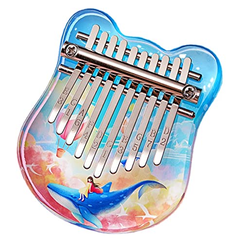 10 Keys Finger Piano Mini Kalimba Thumb Piano Acrylic Material Cute Bear Cherry Shape Mini Musical Instrument Portable Suitable for Beginners whale