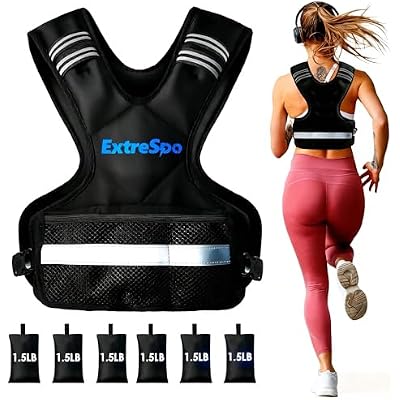 ExtreSpo Adjustable Weighted Vest for Women and Men, 4-10lb11-20lb20-32lb Weight Vest with 6 Ironsand Weights, Body Weight Vest Exercise Set with Reflective Strip for Strength Training and Workout