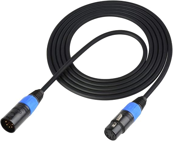 DMX Lighting Control Cable 5pin M to F Black 10 ft.-by-TecNec