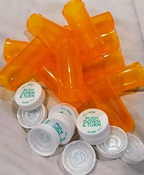Plastic Prescription Bottles Mixed Pack 5 Each of 6,8,13,16, 20,30 and 40 Dram