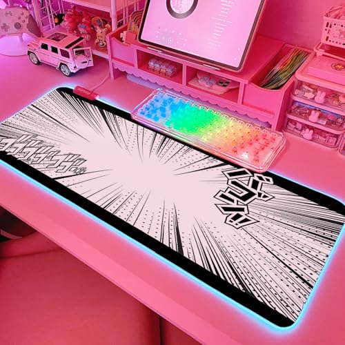JMIYAV Pink RGB Gaming Mouse Pad 31.5x12 Inch PC XL Large Extended Glowing Led Light Up Desk Pad Non-Slip Rubber Base Computer Cute Mousepad Mat Desk Accessories Gaming Setup 41-2393