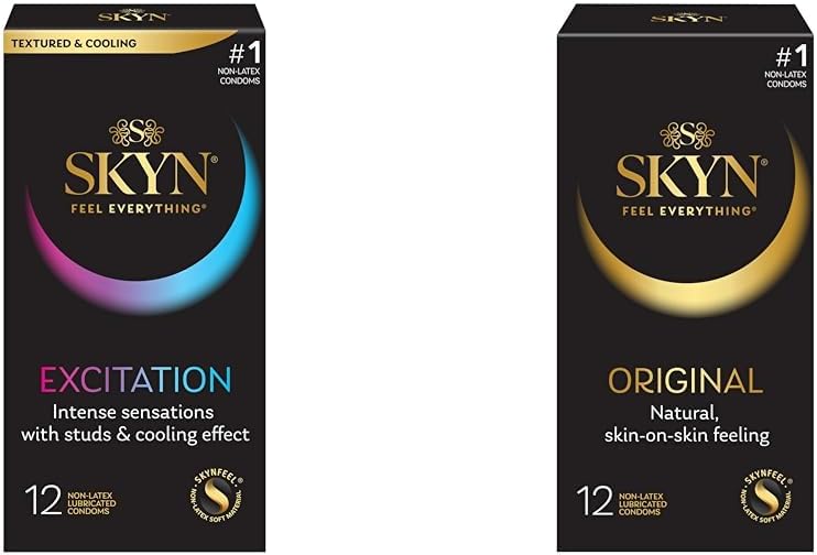 SKYN Excitation 12 Count Lubricated Studded Condoms and SKYN 12 Count Non-Latex Lubricated Condoms