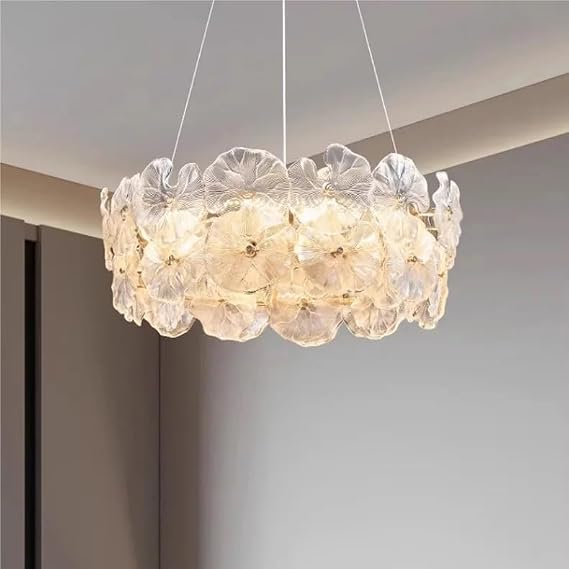 Modern Luxury Lotus Leaf Glass Chandelier Room Decor Led Light Living Dining Bedroom Villa Pendant Lamp Indoor Lighting Fixtures,Modern Lighting 1(D80cm)
